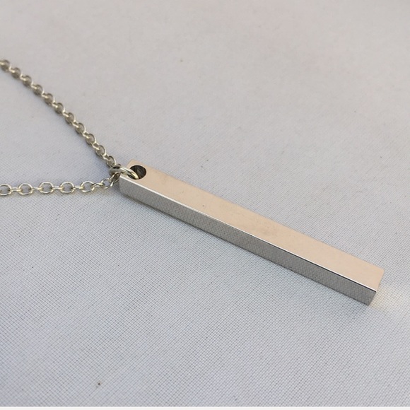 New! Silver Bar Drop Necklace - Picture 3 of 5